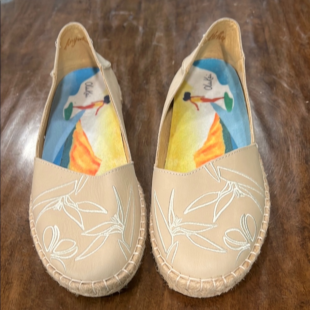 OluKai Beige Espadrille Slip-On Women's Shoes